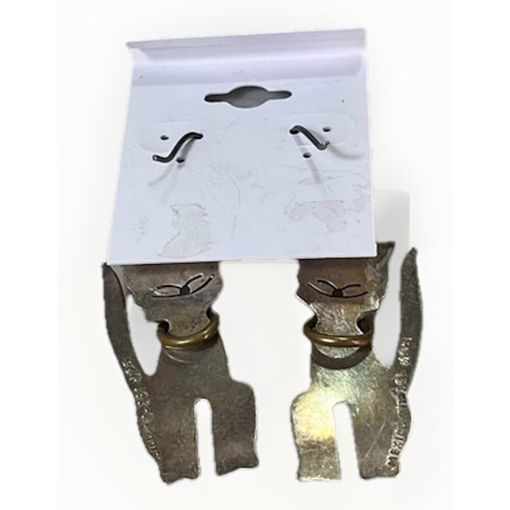 Silver and Gold Cat Dangle Earrings - Women's Jewelry - Picture 7 of 16